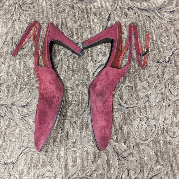 Authentic Red Suede Christian Dior Ankle Wrap Slingback 3'25 Heels - Picture 1 of 7